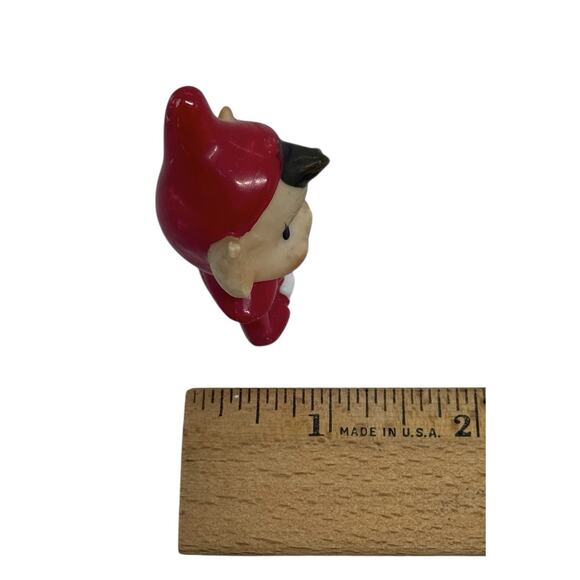 Vintage Red Pixie Elf Pointed Ears Ceramic Figurine Japan Mid Century Christmas - Picture 9 of 10